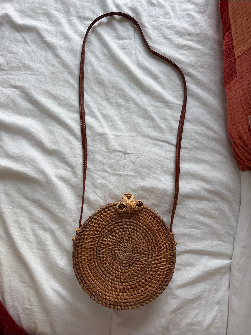 Target Round Woven Crossbody Bag in Brown